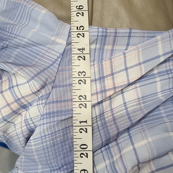 NWT Intro Womens Blouse Blue/White Plaid Pleated V-neck Sz XL - Picture 10 of 11